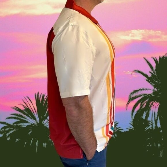 Retro Striped Men's Bowling Style Shirt 1950s 1960s, NWT Size XL - Picture 3 of 8